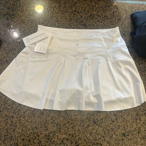 Athleta White Pleated Skater Mini Skirt